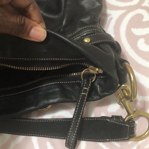 Coach Hampton Pleated Black Leather Hobo Bag - Picture 13 of 15